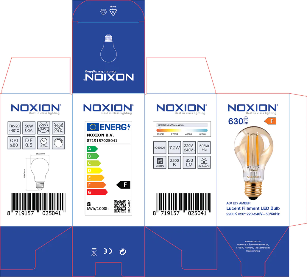 Verpakkingsontwerp Noxion E27 LED Filamentlamp